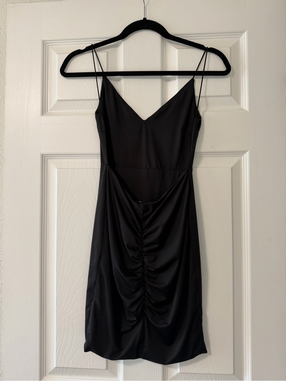 Princess Polly Black Ruched Slip Mini Dress